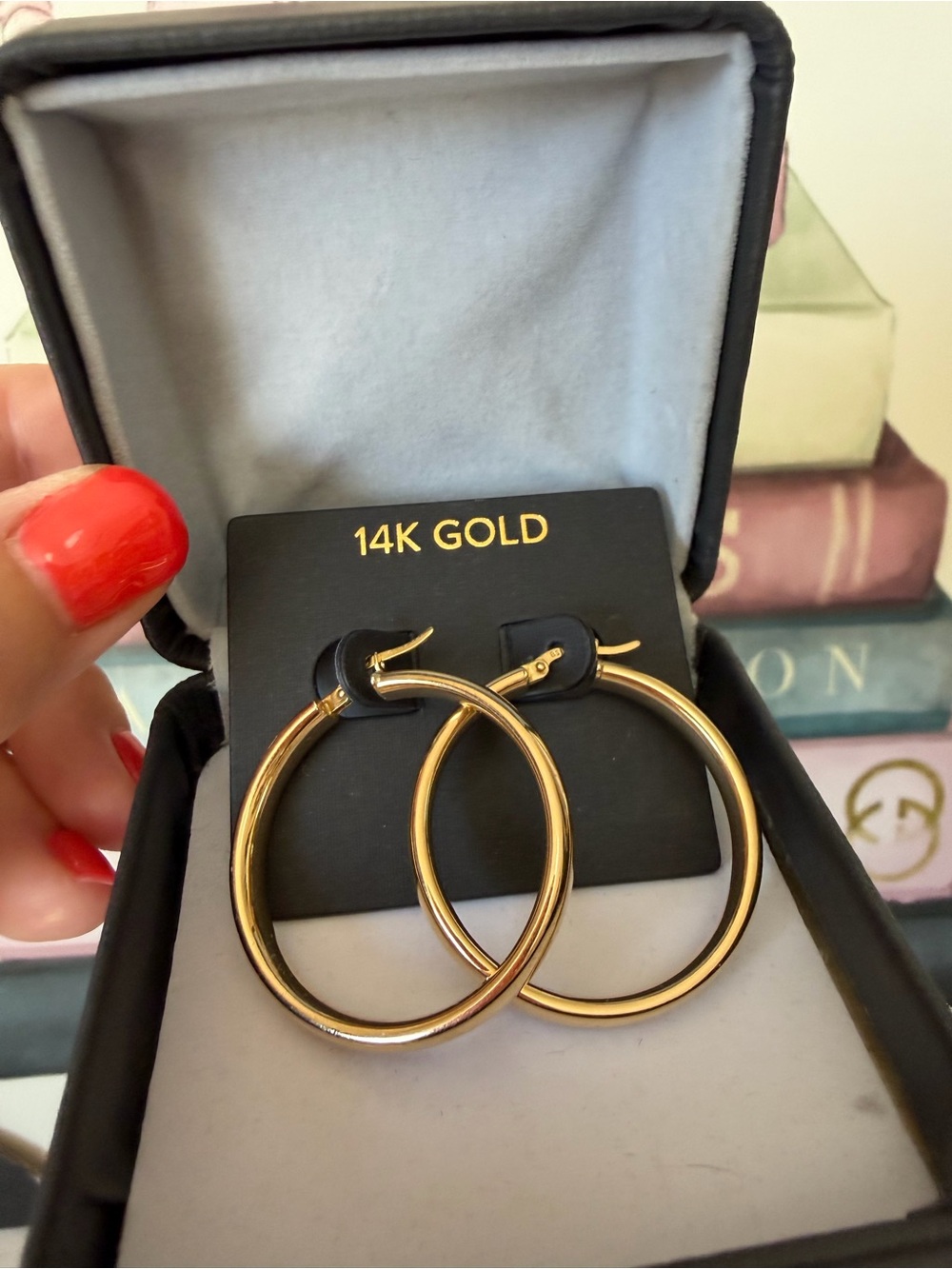 14K Solid Yellow Gold Large Hoop Earrings